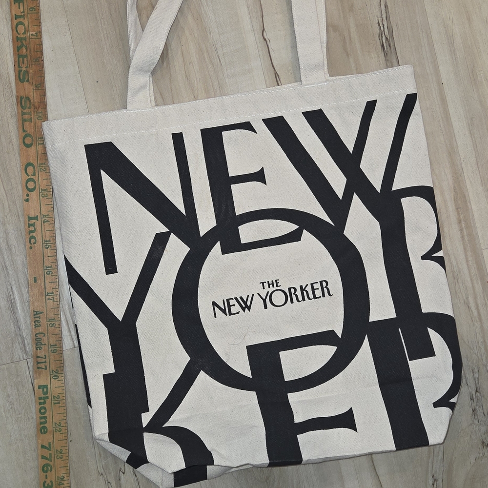 The New Yorker Canvas Tote Bag With Black Lettering - Picture 2 of 4